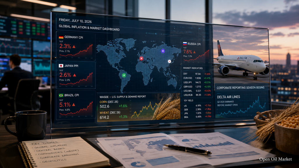 Inflation in Deutschland, Russland und Brasilien, PPI Japan, WASDE und Bericht von Delta Air Lines – die Hauptereignisse am 10. Juli 2026