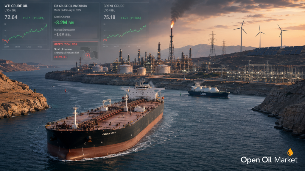Nachrichten über Öl und Energie – Mittwoch, 8. Juli 2026: Risiko in der Straße von Hormuz, EIA-Reservoirs und der Ölproduktmarkt