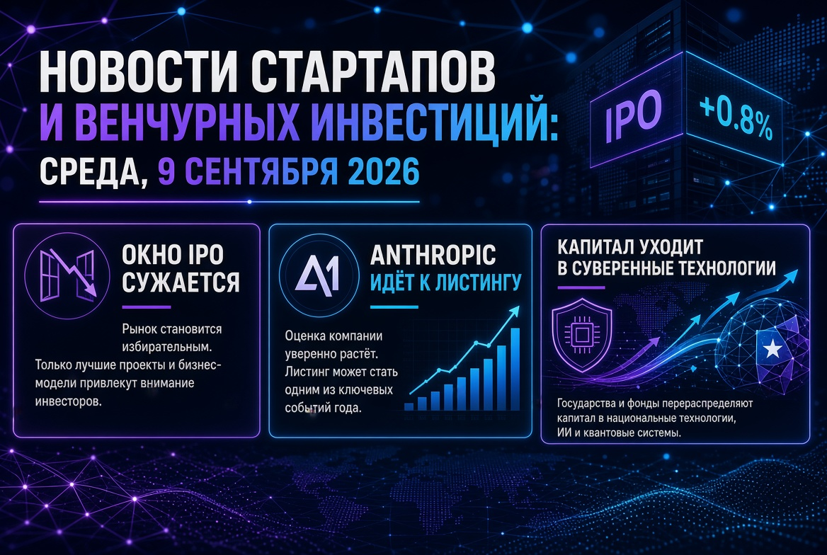 Nachrichten über Startups und Risikokapital: Mittwoch, der 9. September 2026 – das IPO-Fenster wird enger, Anthropic geht in die Listung, und Kapital fließt in souveräne Technologien.