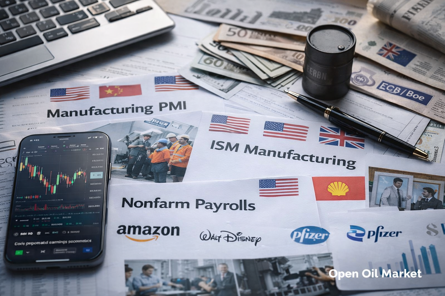 Überblick über die wichtigsten wirtschaftlichen Ereignisse und Unternehmensberichte für die Woche 2–8 Februar 2026: PMI, Zentralbankzinsen, Nonfarm Payrolls