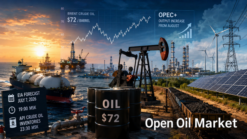 Nachrichten aus der Öl- und Gasindustrie — Dienstag, 7. Juli 2026: Brent, OPEC+, EIA-Prognose und API-Lagerbestände.
