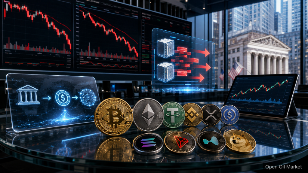 Neuigkeiten zu Kryptowährungen am 1. Juni 2026, Bitcoin und Ethereum im Kontext von Handelsgrafiken, ETF-Abflüssen, Stablecoins und Top-10 Kryptowährungen