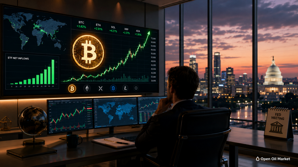 Bitcoin wächst angesichts von ETF-Strömen und der Sitzung der Fed, globaler Kryptowährungsmarkt am 16. Juni 2026