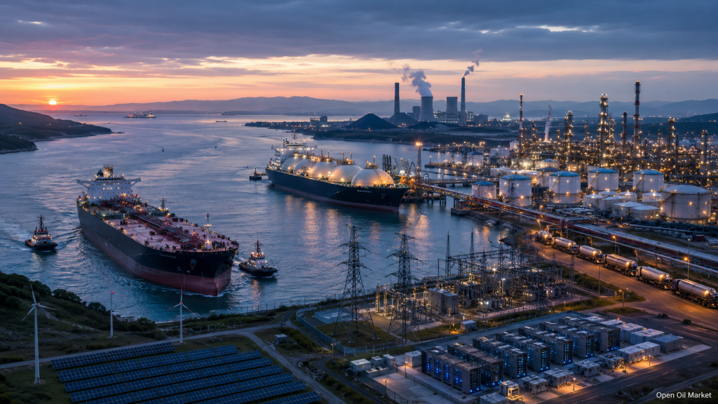 Nachrichten Öl Gas und Energie 2. Juni 2026: Öltanker in strategischer Meerenge, LNG-Terminal, Raffinerie, Stromnetze, Rechenzentrum, erneuerbare Energien und Kohleverstromung