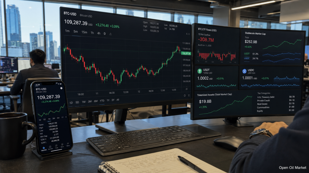 Nachrichten über Kryptowährungen am 12. Juni 2026: Bitcoin wieder im Spiel, ETF-Abflüsse brechen den Markt nicht, und Stablecoins ändern die Investitionsregeln