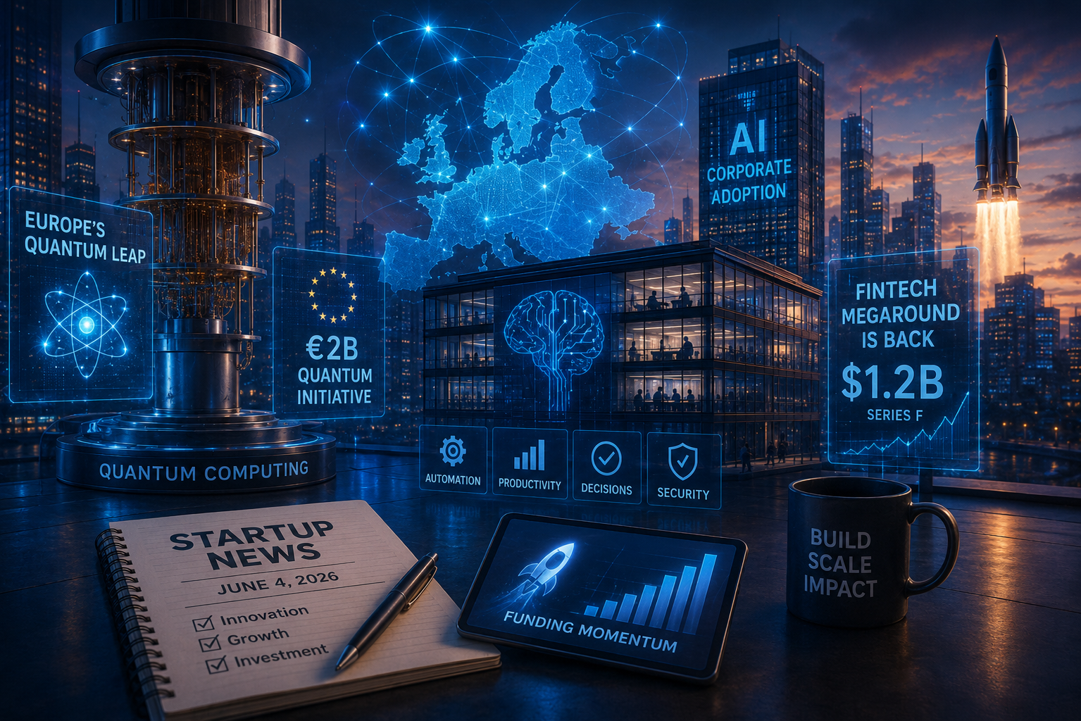 Startup-News und Risikokapital, Donnerstag, 4. Juni 2026: Quantendurchbruch Europa, Corporate AI und Rückkehr der Fintech-Megarunden